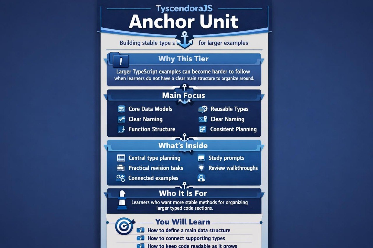 Informational graphic about TyscendoraJS Anchor Unit on a blue background