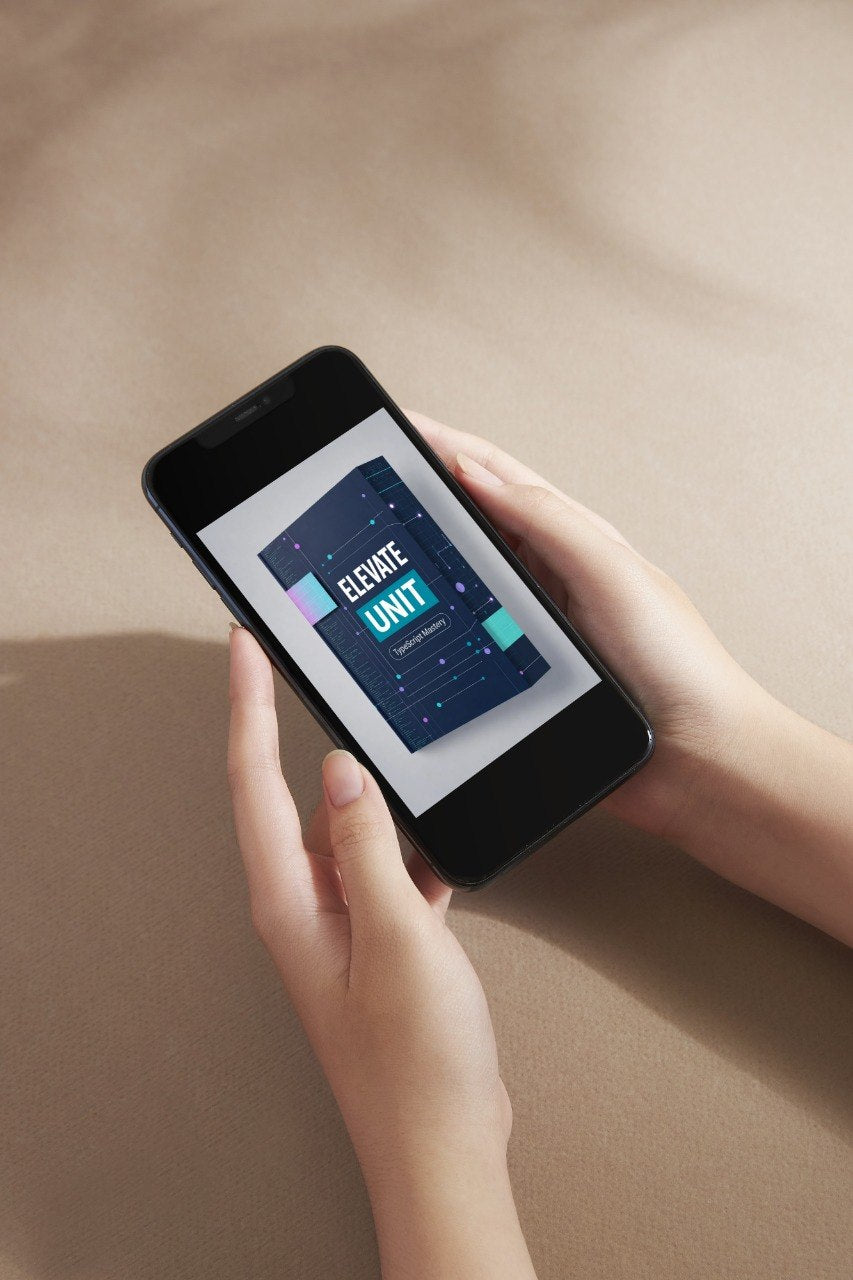 Person holding a smartphone with a free pack offer on the screen against a beige background