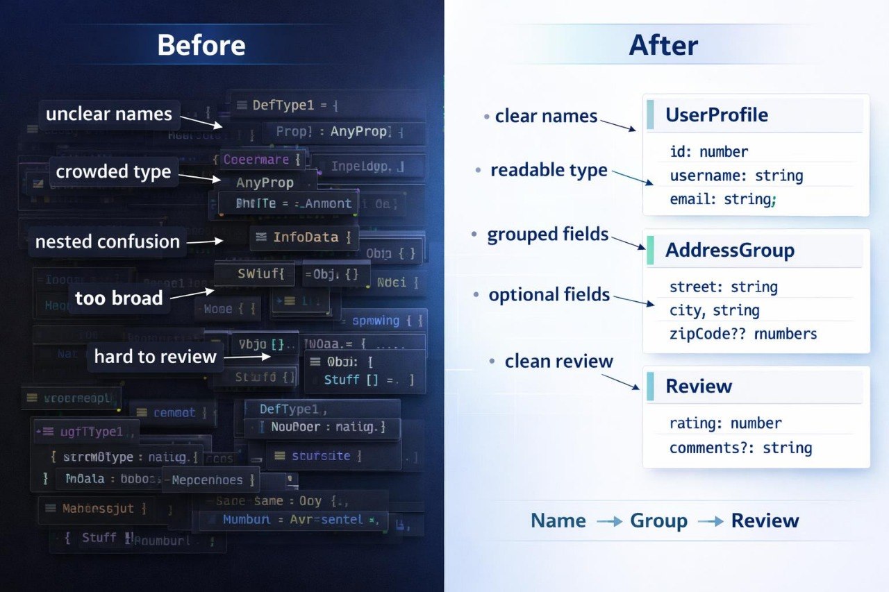 Comparison of unclear JSON structure on the left with clear, readable JSON structure on the right.