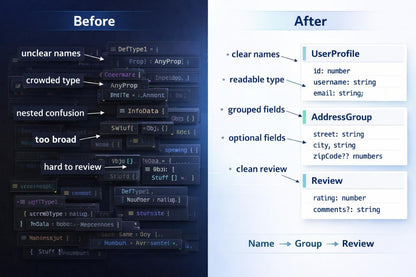 Comparison of unclear JSON structure on the left with clear, readable JSON structure on the right.