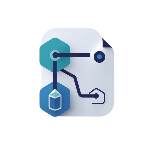 Icon with blue and white design on a white background