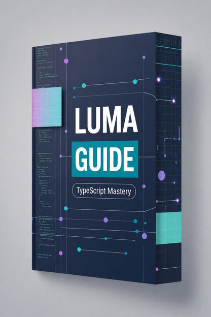 Book titled 'Luma Guide: TypeScript Mastery' on a gray background