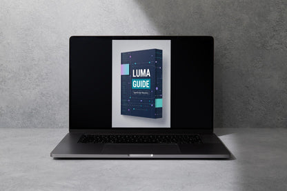 Laptop displaying a Luma Guide on a gray background